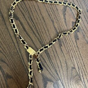 St. John Gold and Black Chain Belt with Elegant Design